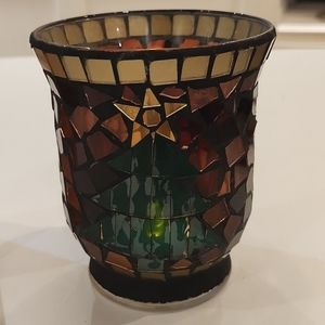Christmas tree mosaic candle holder